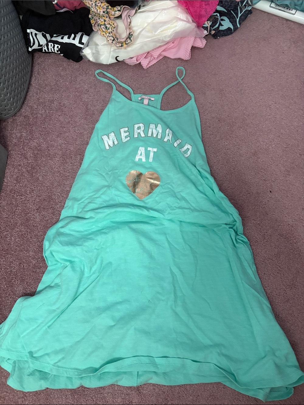 Victoria's Secret Aqua Teal 'Mermaid At' Swim Coverup with Gold Heart